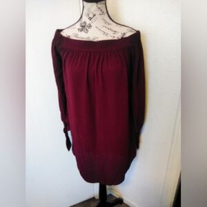 Off-Shoulder Burgundy Dress